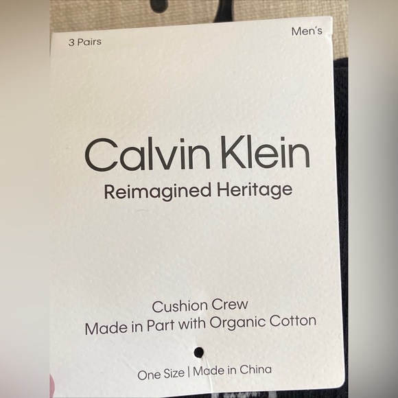 Calvin Klein Men’s Reimagined Heritage Cushion Crew 3 Pairs Black - Picture 4 of 11